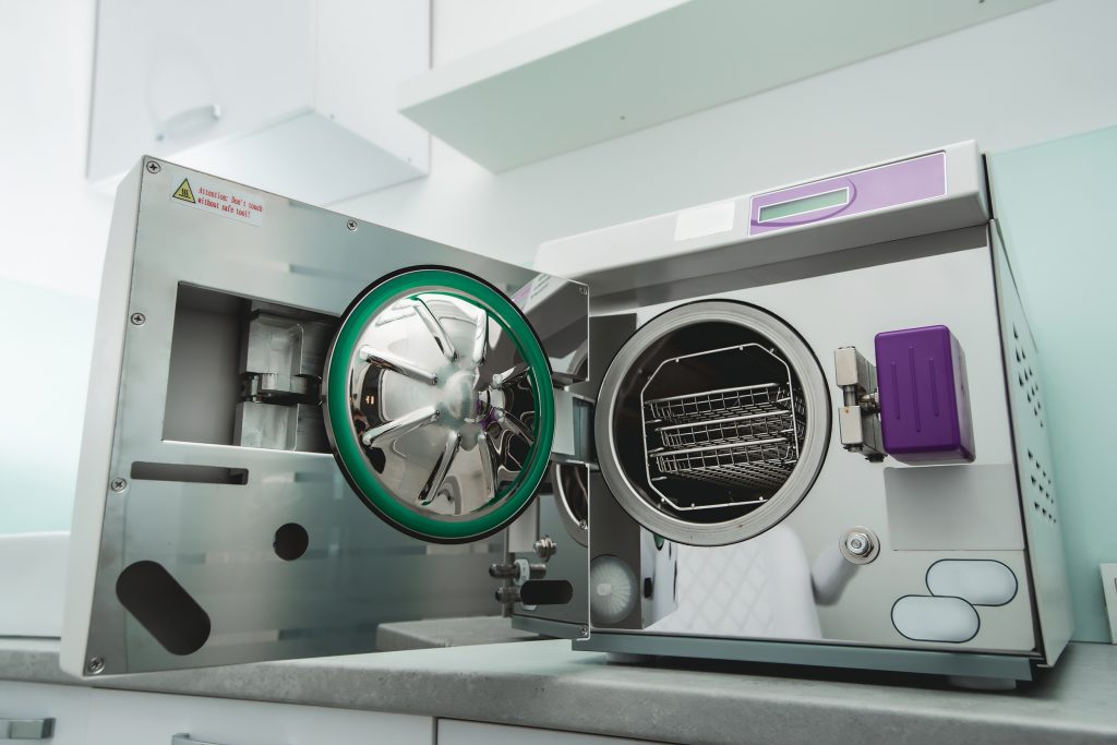autoclave machine with door open