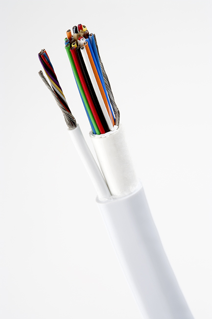 multi-conductor cable with light gray jacket