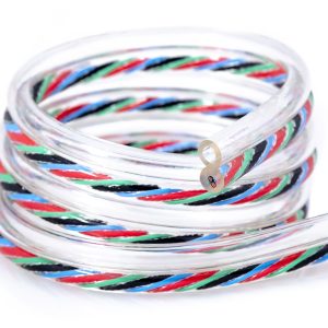 coil of tubing with one clear leg and one leg with conductors in it